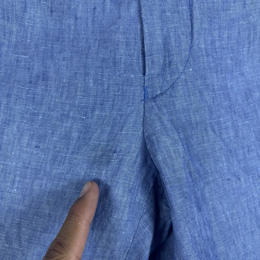 Tommy Hilfiger Mens Linen Pants 36x30 Blue 100% Linen Flat Front Dress